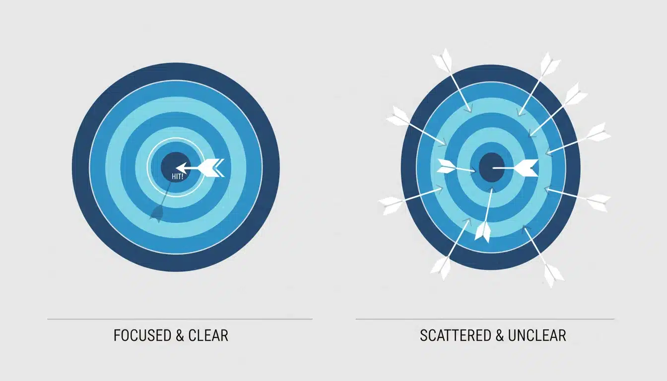 Importance of choosing right blogging niche showing focused target and clear direction for blog growth