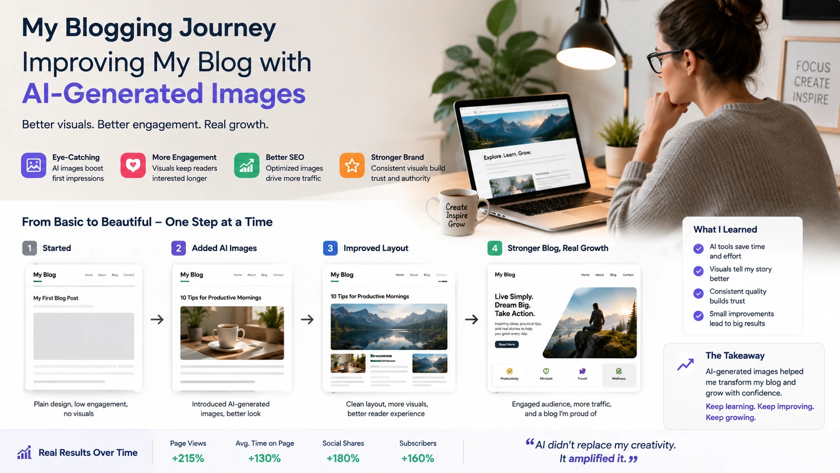 Real experience using AI images for blogging showing improved blog design and Pinterest engagement